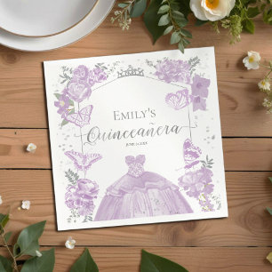 Quinceanera Napkins Lavender Dress Floral