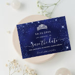 Quinceanera navy blue glitter sparkles Save The Date<br><div class="desc">A girly and trendy Save the Date card for a Quinceañera,  15th birthday party. A navy blue,  uneven colored background. Decorated with faux glitter sparkles and a tiara,  crown. The text: Save the Date is written with a large trendy hand lettered style script.</div>