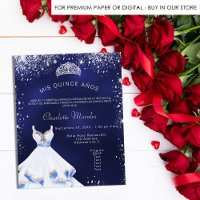 Quinceanera navy blue silver dress tiara budget