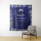 Quinceanera navy blue silver glitter dust