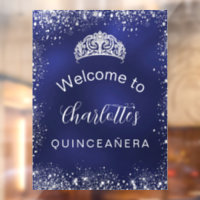 Quinceanera navy blue silver glitter welcome