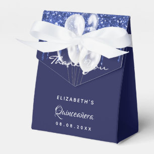 Quinceanera navy blue white balloons thank you favour box