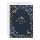 Quinceanera Navy Gold Butterflies Roses