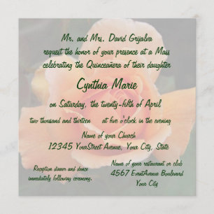Quinceanera Orange Rose Birthday Invitation