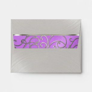 Quinceanera Orchid Purple Silver Filigree Swirls Envelopes