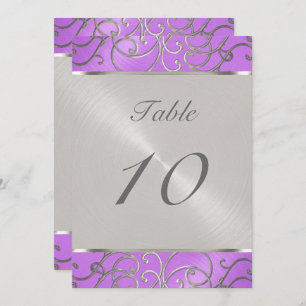 Quinceanera Orchid Purple Silver Filigree Swirls Invitation