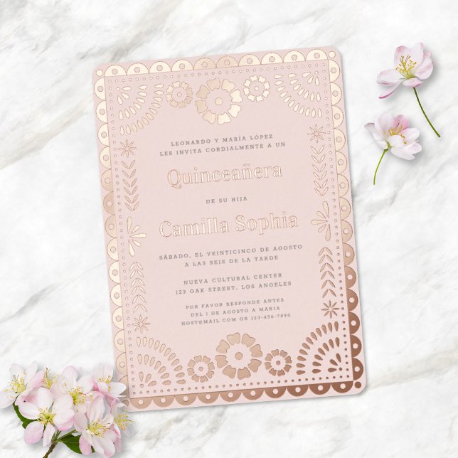 Quinceañera Papel Picado Blush Pink Rose Gold (Creator Uploaded)