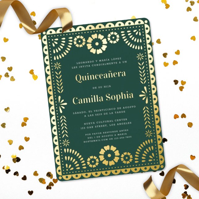 Quinceañera Papel Picado Dark Green Gold (Creator Uploaded)