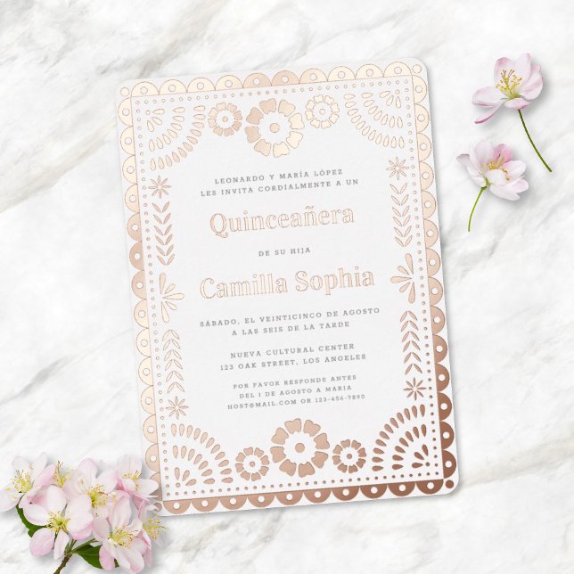 Quinceañera Papel Picado White Rose Gold (Creator Uploaded)