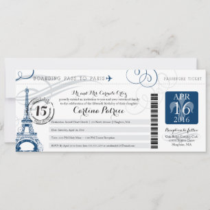 Quinceanera   Paris Boarding Pass Invitation