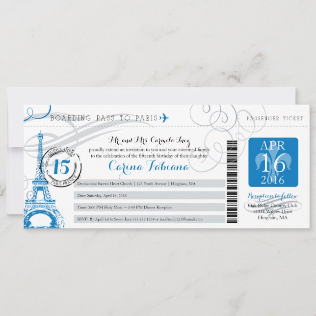 Quinceanera | Paris Invitation (Front)