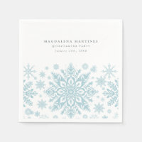 Quinceanera Party Blue White Snowflake Winter