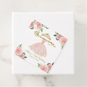 Quinceanera Party Blush Gown Pink Floral Favour Ta Tags