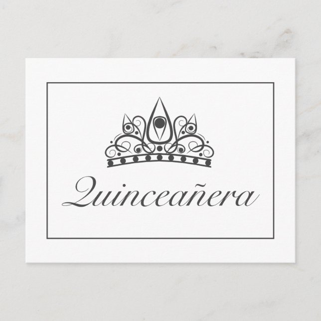 Quinceañera Party Crown Announcement Invitation Postcard (Front)
