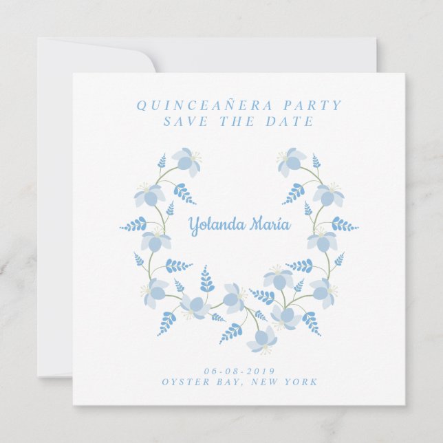 Quinceanera Party Floral Design Save the Date Thank You Card (Front)