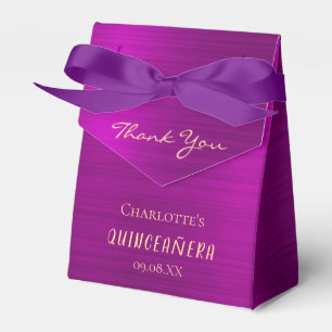 Quinceanera party purple pink thank you monogram favour box