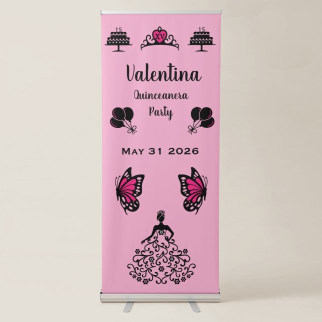 Quinceanera Party Retractable Banner (Front)