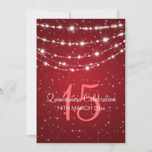 Quinceañera Party Sparkling Chain Red Invitation
