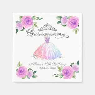 Quinceanera Pastel Colours Gown Floral Napkin