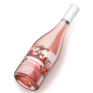 Quinceañera Personalised Beautiful red Sparkling Wine Label