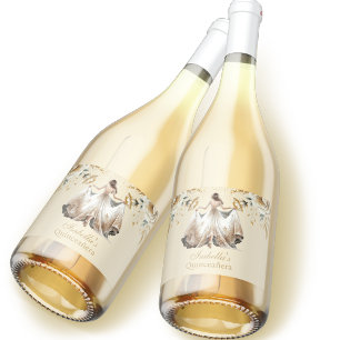 Quinceañera Personalised Luxury Ivory Gold Sparkling Wine Label