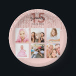 Quinceanera photo rose gold pink drips paper plate<br><div class="desc">For a girly, glamourous Quinceañera, 15th birthday party, celebrating her life with a collage of 6 of your own photos. Personalise and add a name, age 15 and a date. Date of birth or the date of the party. Dark rose gold and black coloured letters. A trendy rose gold coloured...</div>