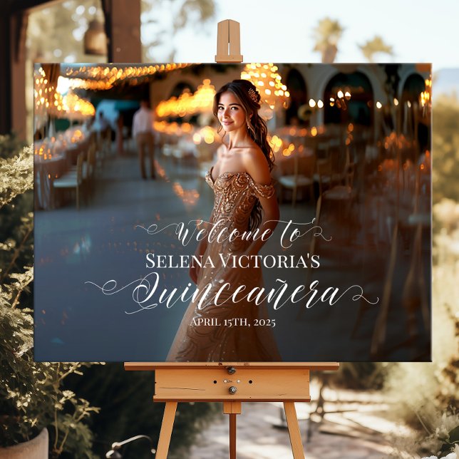 Quinceanera photo welcome sign elegant calligraphy (Creator Uploaded)