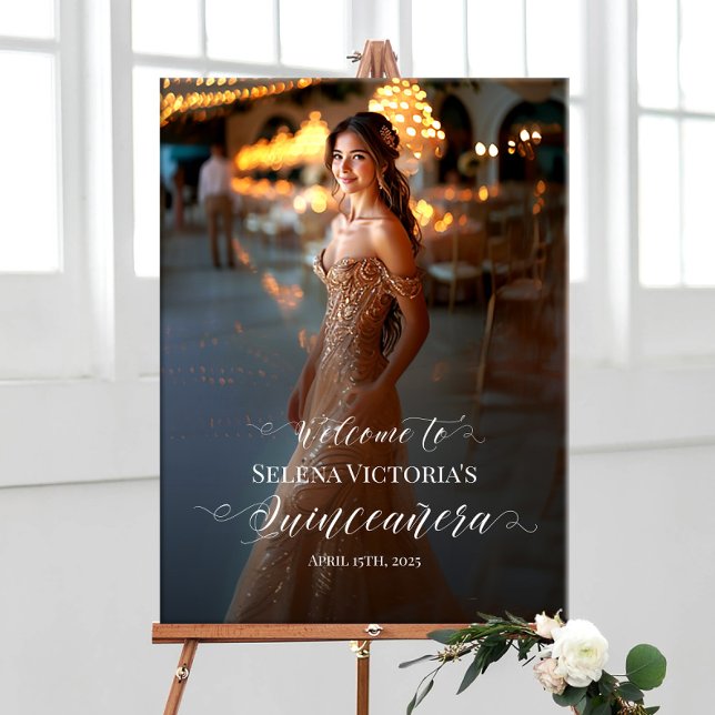 Quinceanera photo welcome sign elegant calligraphy (Creator Uploaded)