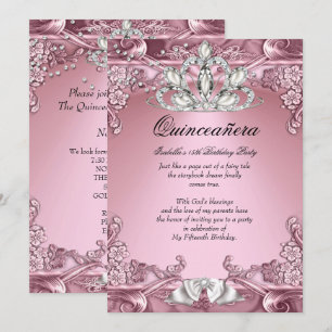 Quinceanera Pink 15th Birthday Party Invitation