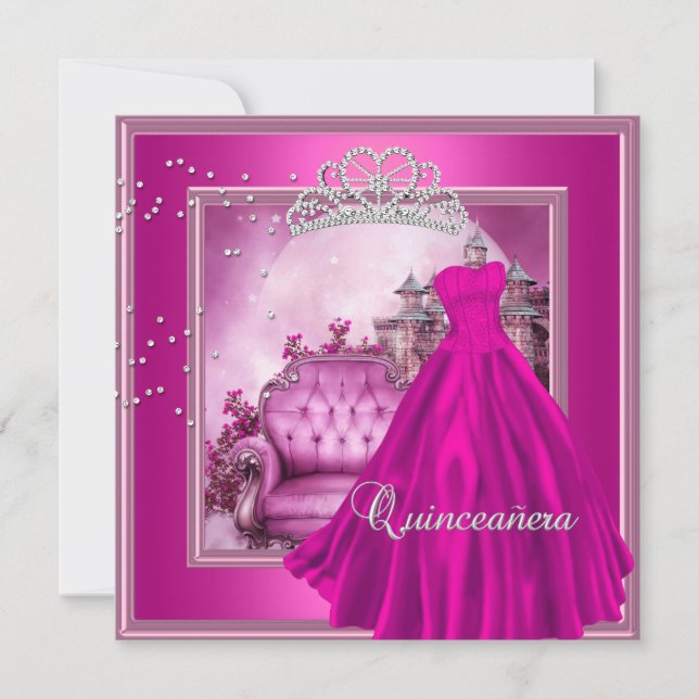 Quinceanera Pink 15th Birthday Party Magical Invitation (Front)
