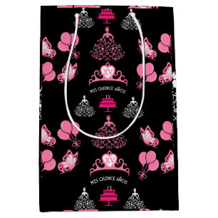 Quinceanera Pink Crown Party Medium Gift Bag