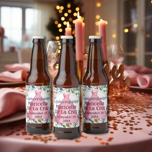 Quinceanera Pink Dress  Beer Bottle Label