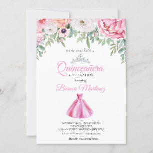 Quinceanera Pink Dress Mis Quince Invitation