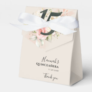 Quinceanera Pink Floral Eucalyptus 15th Birthday Favour Box