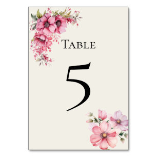 Quinceanera pink floral Table Number Card