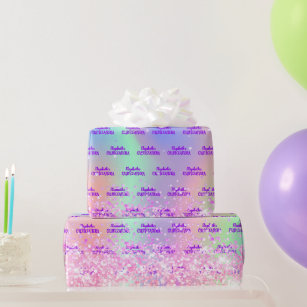 18th birthday pink glitter rose gold iridescent wrapping paper