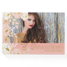 Quinceanera Pink Gold Floral Botanical