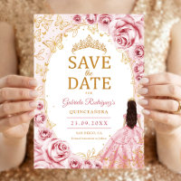 Quinceanera Pink Gold Floral