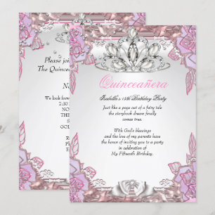 Quinceanera Pink Lilac 15th Birthday Party 2 Invitation