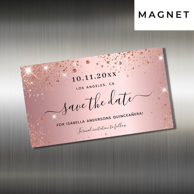 Quinceanera pink save the date magnet (Creator Uploaded)