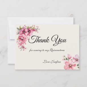 Quinceanera pink Thank You Card