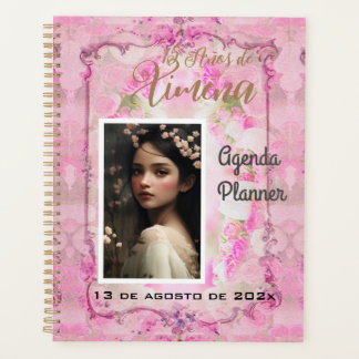 Quinceanera Planner/Agenda /Journal en Rosa y Oro  Planner