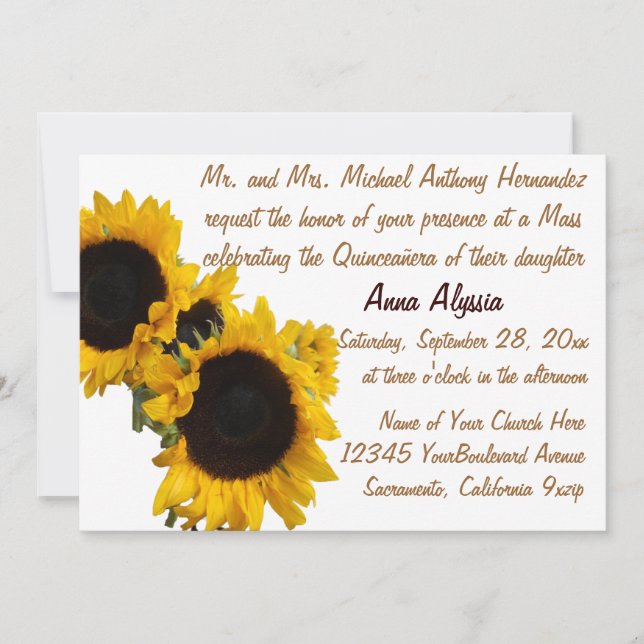 Quinceanera Pretty Sunflowers Invitation (Front)