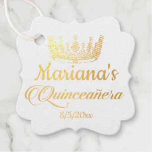 Quinceanera Princess Crown Foil Favour Tags