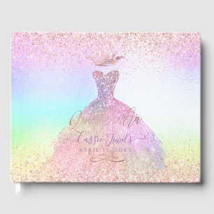 Quinceanera Princess Glitter Gown Cotton Candy Guest Book