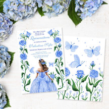 Quinceanera Princess Roses Butterfly Baby Blue