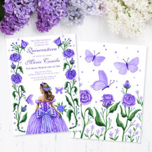 Quinceanera Princess Roses Butterfly Lilac Purple