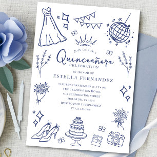 Quinceanera Princess Tiara Crown Girly Butterflies Invitation