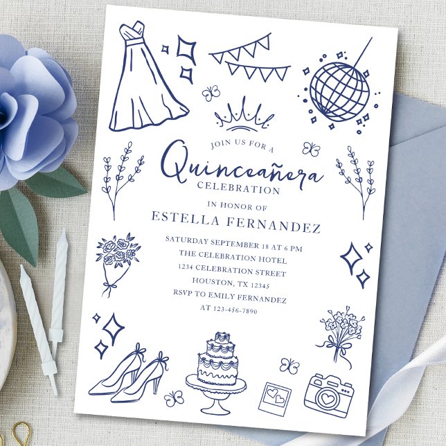 Quinceanera Princess Tiara Crown Girly Butterflies Invitation (Creator Uploaded)