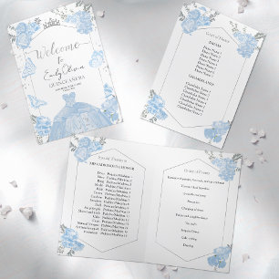 Quinceanera Programs Dusty Blue Dress Butterfly Programme